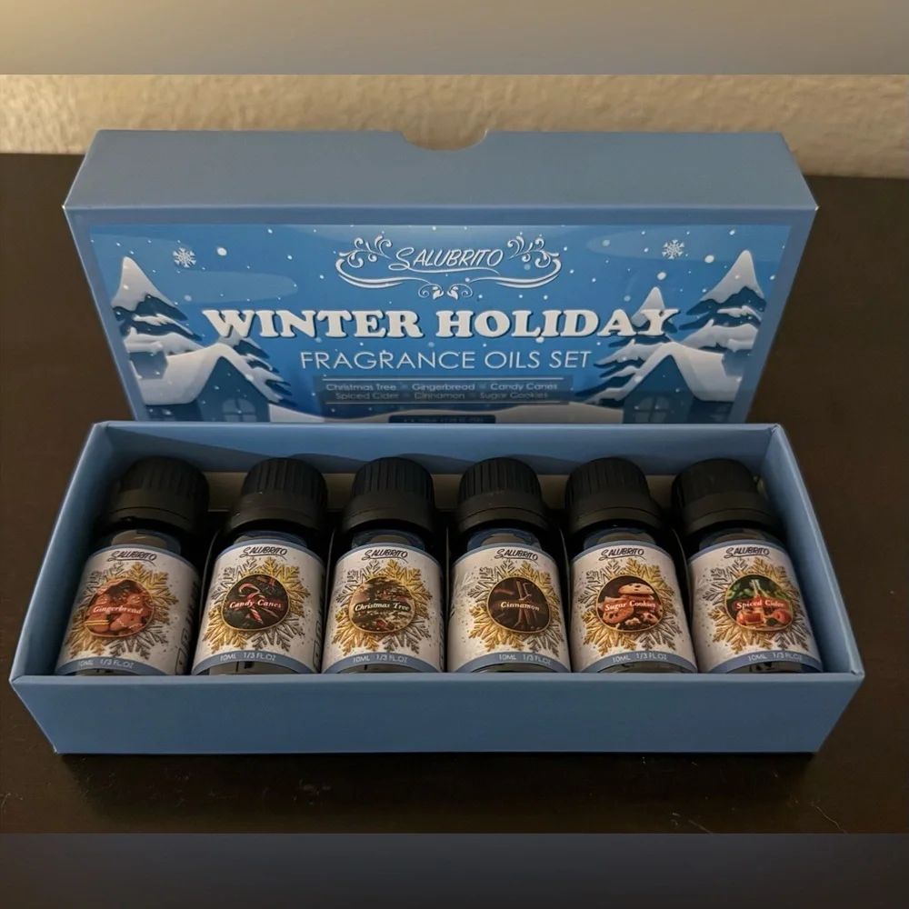 SALUBRITO Winter Holiday Fragrance Oils Set | 6pc Seasonal Aromatherapy Oils